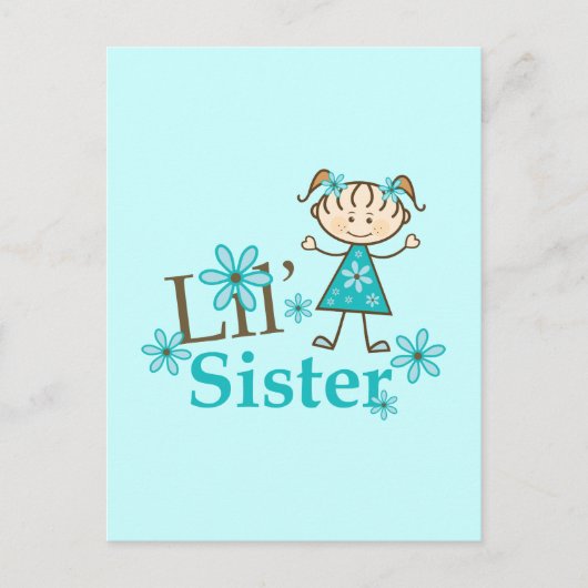 Lil Sister Stick Figure Girl Briefkaart (Voorkant)