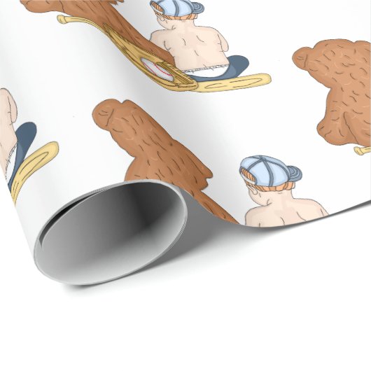 Lil' Slugger Baseball Thema Cadeaupapier (Rol Hoek)