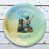 Lil' Slugger | Boy's Baseball Baby shower Papieren Bordje