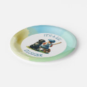 Lil' Slugger | Boy's Baseball Baby shower Papieren Bordje (Gekanteld)