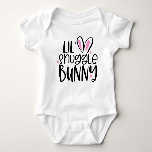 Lil' Snuggle Bunny Cute Modern Easter Bunny Rabbit Romper (Voorkant)