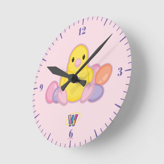 Lil Spring Chick Pattern Ronde Klok (Hoek)