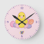 Lil Spring Chick Pattern Ronde Klok (Voorkant)