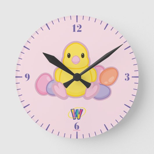 Lil Spring Chick Pattern Ronde Klok (Voorkant)