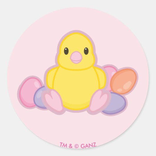 Lil Spring Chick Pattern Ronde Sticker (Voorkant)