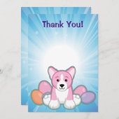 Lil Spring Corgi Pattern Bedankkaart (Voorkant / Achterkant)