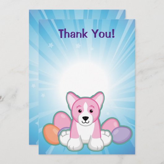 Lil Spring Corgi Pattern Bedankkaart (Voorkant / Achterkant)