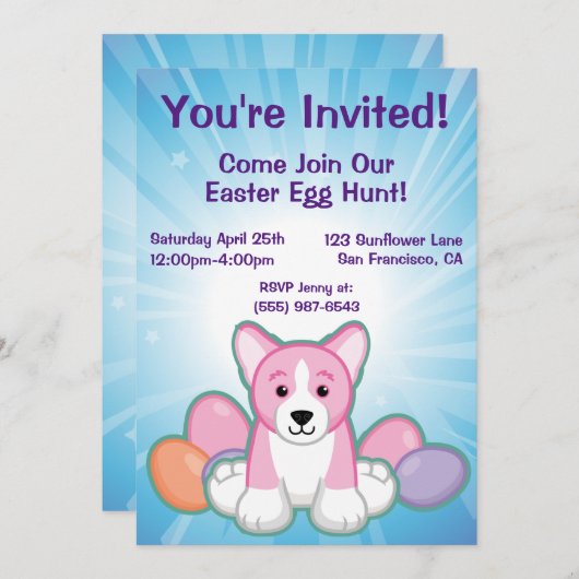 Lil Spring Corgi Pattern Kaart (Voorkant / Achterkant)