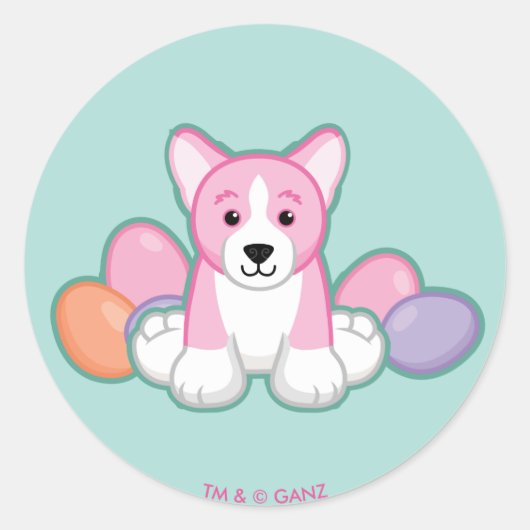 Lil Spring Corgi Pattern Ronde Sticker (Voorkant)