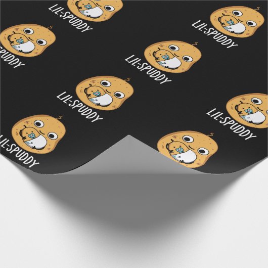 Lil Spuddy Funny Potato Pun Dark BG Cadeaupapier (Hoek)