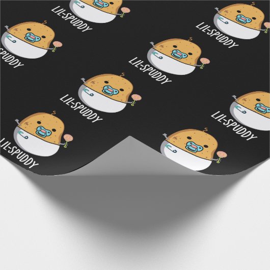 Lil-spuddy Funny Potato Pun Dark BG Cadeaupapier (Hoek)