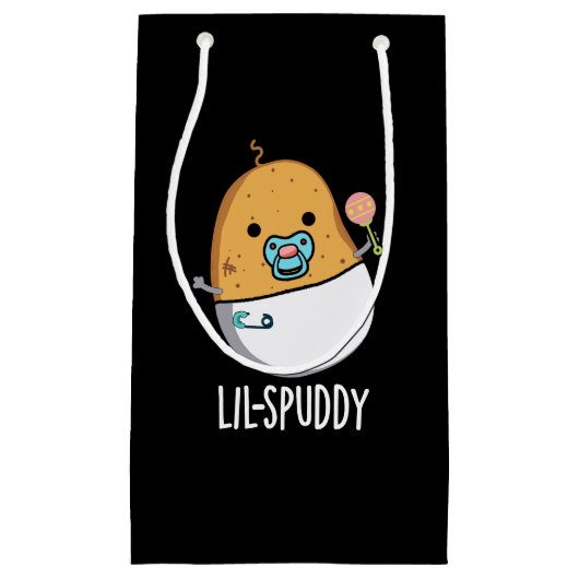 Lil-spuddy Funny Potato Pun Dark BG Klein Cadeauzakje (Voorkant)