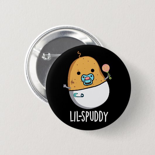 Lil-spuddy Funny Potato Pun Dark BG Ronde Button 5,7 Cm (Voorkant /achterkant)