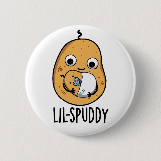 Lil Spuddy Funny Potato Pun Ronde Button 5,7 Cm (Voorkant)