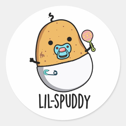 Lil-spuddy Funny Potato Pun Ronde Sticker (Voorkant)