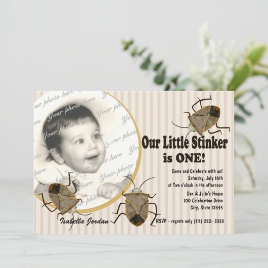 Lil Stinker 1e verjaardag Kaart (Staand voorkant)