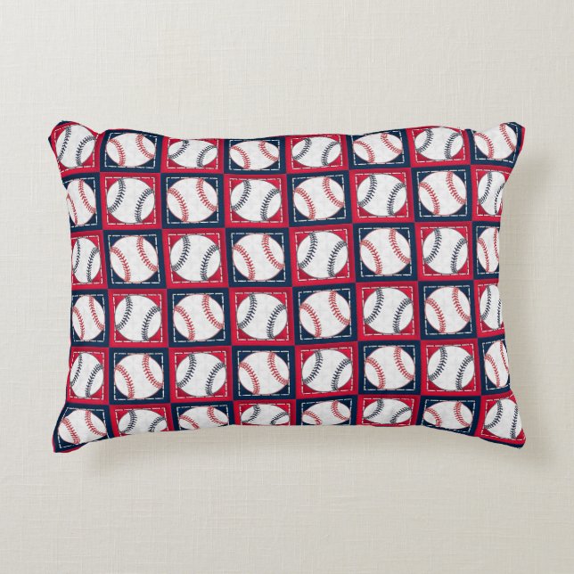Lil Stitched Baseball-Accent Sierkussen Decoratief Kussen (Voorkant)
