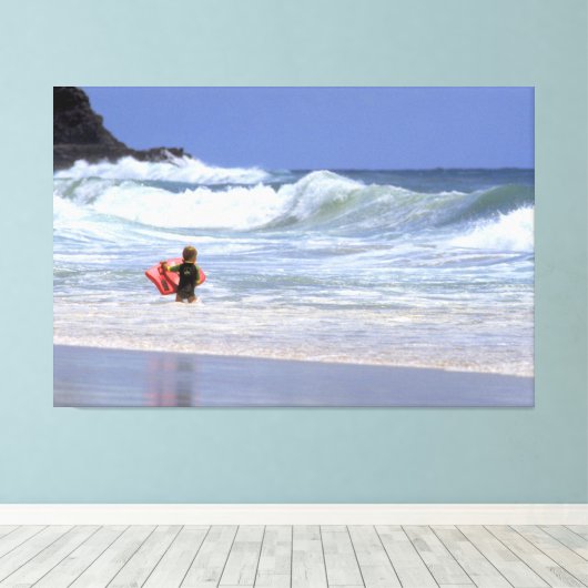LI'L SURFER DUDE 40x60 Canvas Afdruk (Insitu (Houten vloer))