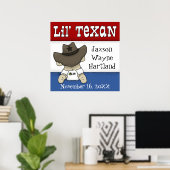 Lil’ Texan gepersonaliseerde naam en geboortedatum Poster (Thuiskantoor)