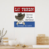 Lil’ Texan gepersonaliseerde naam en geboortedatum Poster (Keuken)