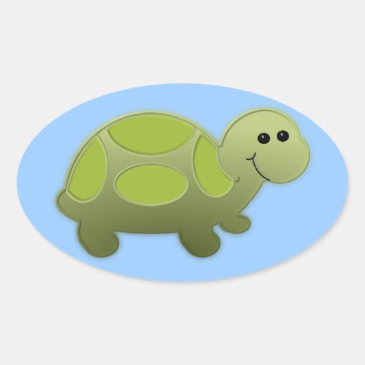 Lil Turtle Ovale Sticker (Voorkant)
