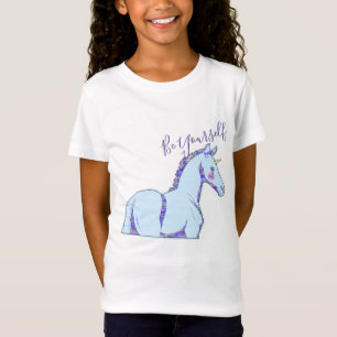 Lil Unicorn Blue Speckle (wees jezelf) T-shirt