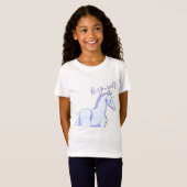 Lil Unicorn Blue Tartan (wees jezelf) T-shirt (Voorkant volledig)