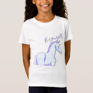 Lil Unicorn Blue Tartan (wees jezelf) T-shirt