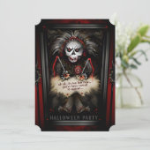 Lil Voodoo Doll Skeleton Halloween Party Kaart (Staand voorkant)