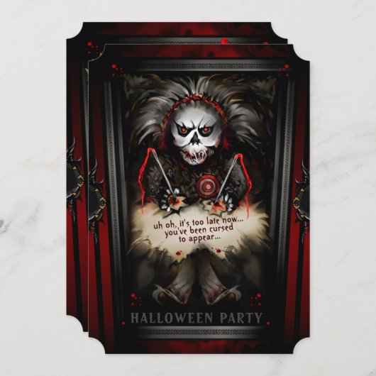 Lil Voodoo Doll Skeleton Halloween Party Kaart (Voorkant / Achterkant)