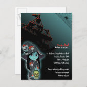 Lil 'Witch in Pirate Skull Robe Halloween Uitnodig Uitnodiging Briefkaart (Voorkant / Achterkant)