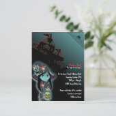 Lil 'Witch in Pirate Skull Robe Halloween Uitnodig Uitnodiging Briefkaart (Staand voorkant)