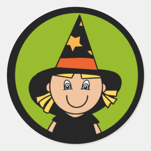 Lil' Witch Ronde Sticker (Voorkant)