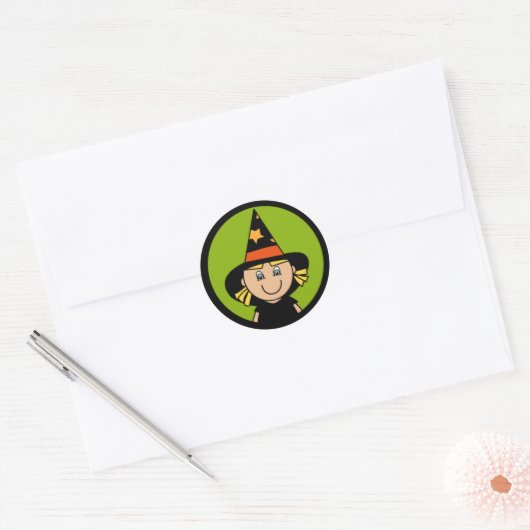 Lil' Witch Ronde Sticker (Envelop)