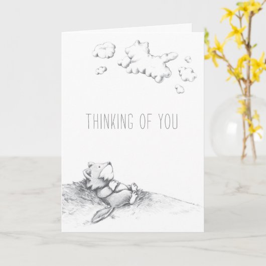 Lil Wolf Daydreaming Kaart (Gele Bloem)