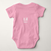 Lil zusje, kleine zus, roze & wit schattig romper (Achterkant)
