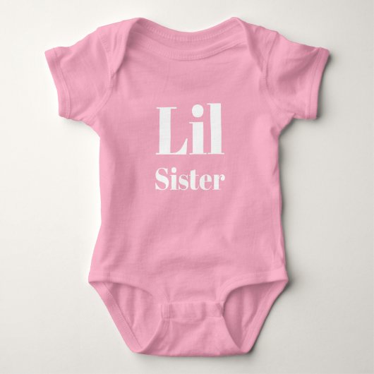 Lil zusje, kleine zus, roze & wit schattig romper (Voorkant)