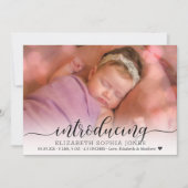 Lila 3 Foto Collage Birth Announcement Card Aankondiging (Voorkant)