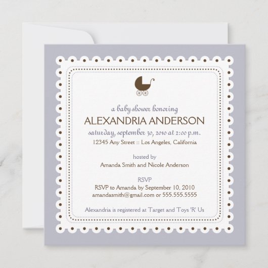 (Lila) Aanbesteding van edele Baby showers Kaart (Voorkant)