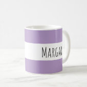 Lila aangepaste naam gepersonaliseerd koffiemok (Voorkant rechts)