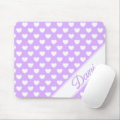 Lila aangepaste naam — Wit hart Muismat (Met muis)