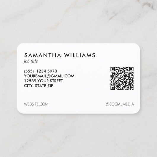 Lila aangepaste QR-foto Visitekaartje (Achterkant)