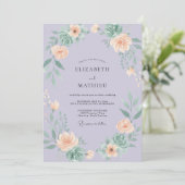 Lila Abrikoos Succulente Eucalyptus Bruiloft Kaart (Staand voorkant)