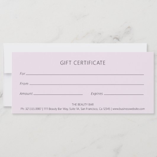 Lila Abstract Bloem Elegant Cadeaubon (Achterkant)