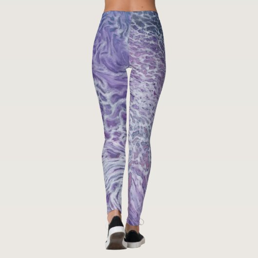 Lila acrylvezel Abstracte vloeisel Leggings (Achterkant)