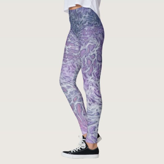 Lila acrylvezel Abstracte vloeisel Leggings (Links)