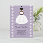 Lila-Afrikaans-Amerikaans -Bride-Vrijgezellenfeest Kaart (Staand voorkant)