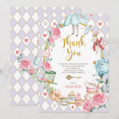 Lila Alice in Wonderland Tea Party - Hartelijk dan Kaart (Voorkant / Achterkant)