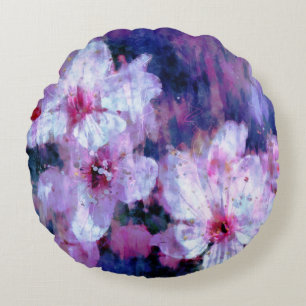 Lila amandelbloesem Waterverf Rond Kussen