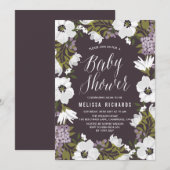 Lila Anemone Blooms Baby shower Kaart (Voorkant / Achterkant)